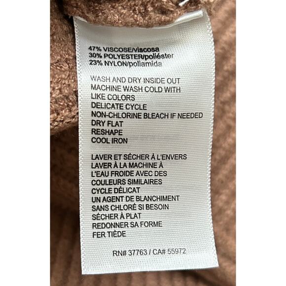 Rafaella ribbed mock neck tunic sweater pullover Cream & Brown women's sz S/P/CH - Picture 5 of 6
